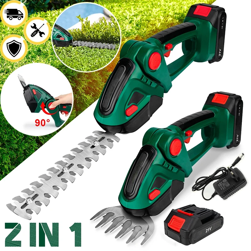 

2 in 1 Electric Hedge Trimmer cordless Pruning Garden Tool Pruner Rechargeable Battery Shear Grass 24V Brushless Tree Lawn Mower