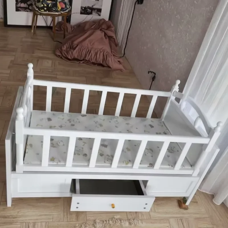 Multifunctional Baby Crib Furniture Set Solid Wood Bedroom with Drawer
