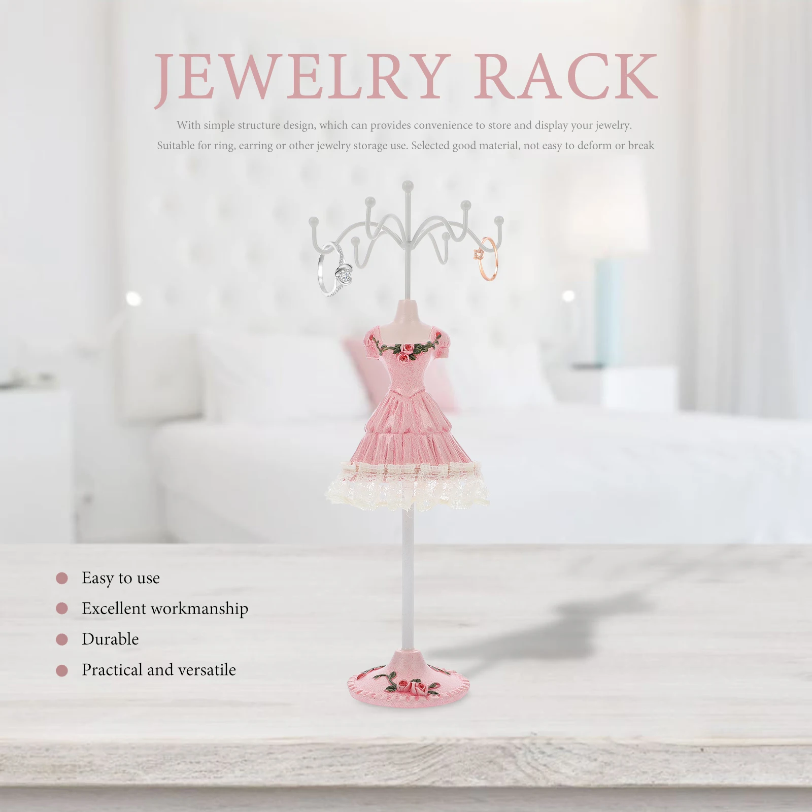 

Jewelry Rack Display Stand Earrings Necklace Stands Elegant Storage Turn Organizer