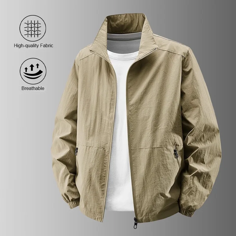 

Осенняя новая мужская куртка с воротником с лацканами, стильные повседневные уличные куртки, однотонная дышащая легкая верхняя одежда в базовом стиле