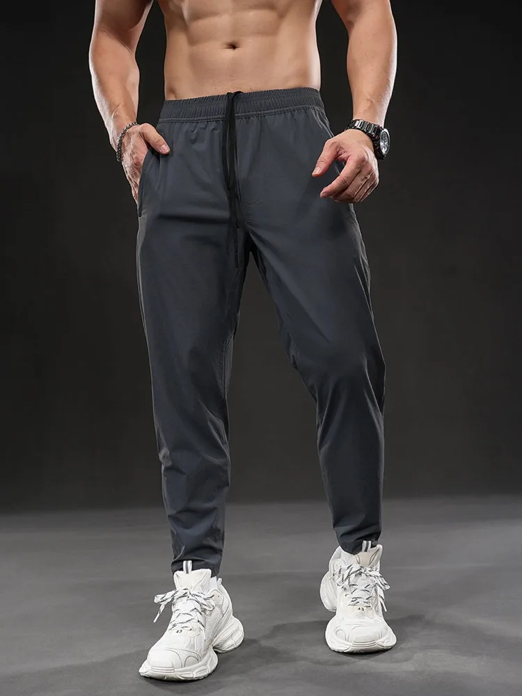Spring Summer New Men's Quick-dry Sports Pants Training Stretch Jogger Pants Drawstring Versatile Casual Gym Fitness Trousers