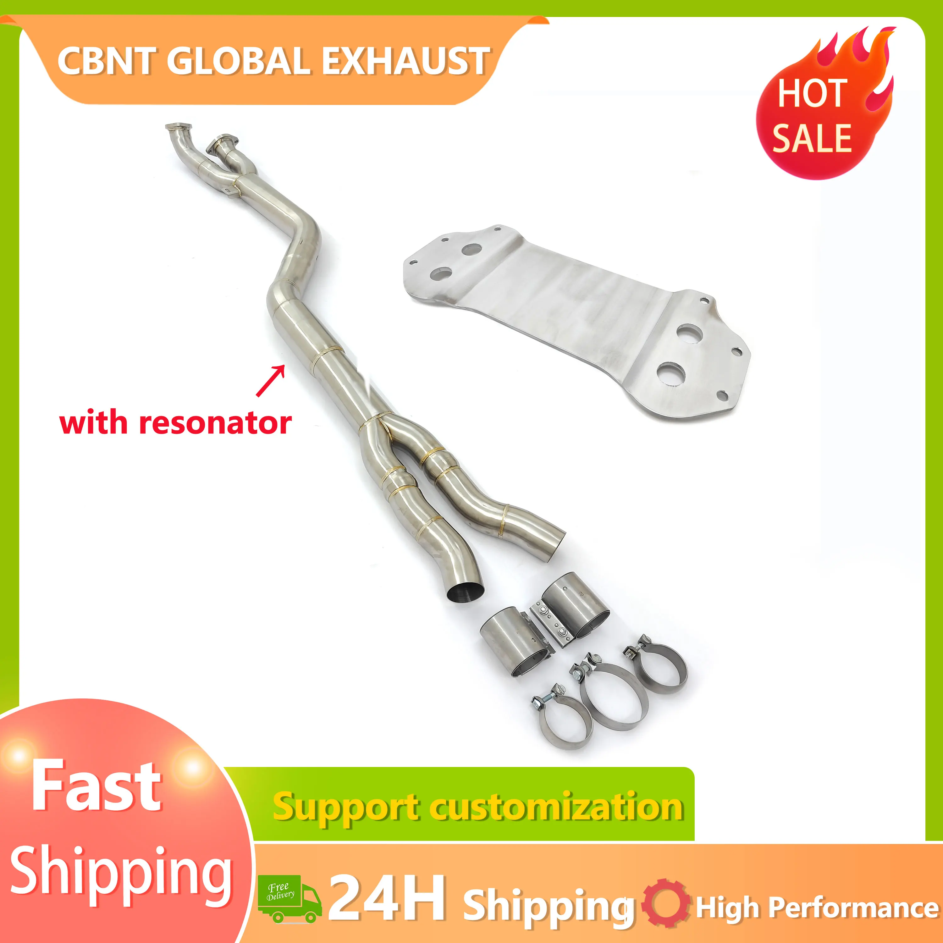 

CBNT S58 G8X 3.5'' Single Midpipe Exhaust for BMW M3 G80 M4 G82 M2 G87 3.0T SS304 Midpipe With Resonator Brace Exhaust Pipe