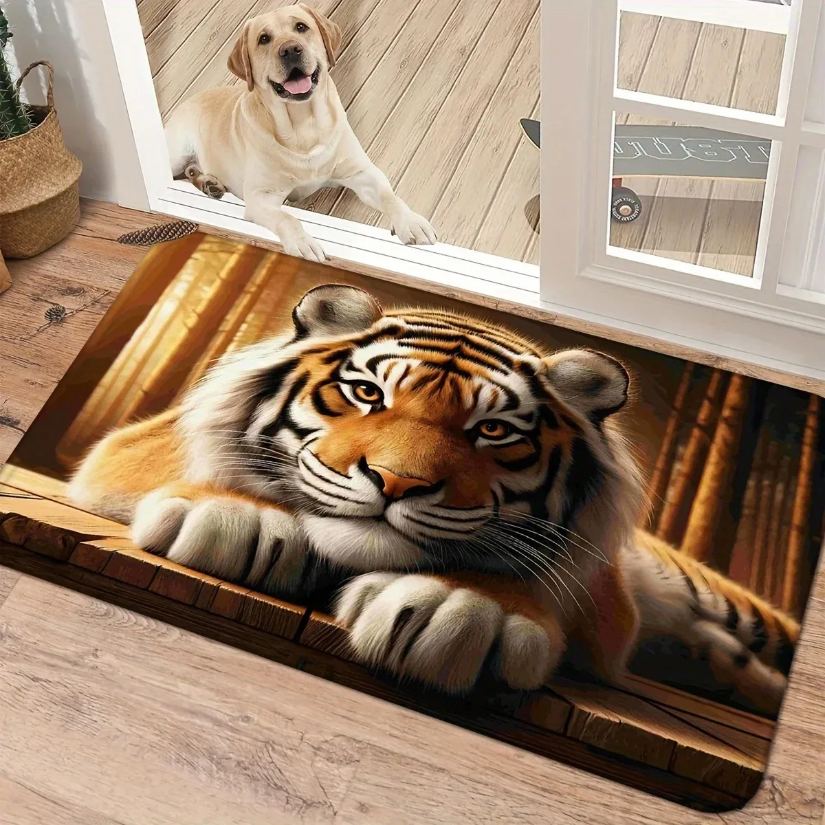 

1PC Tiger pattern Kitchen Rugs Non-Slip Home Door Mats Pop design Bathroom Rugs Bath Mat Carpet for Home Sink Laundry Decor