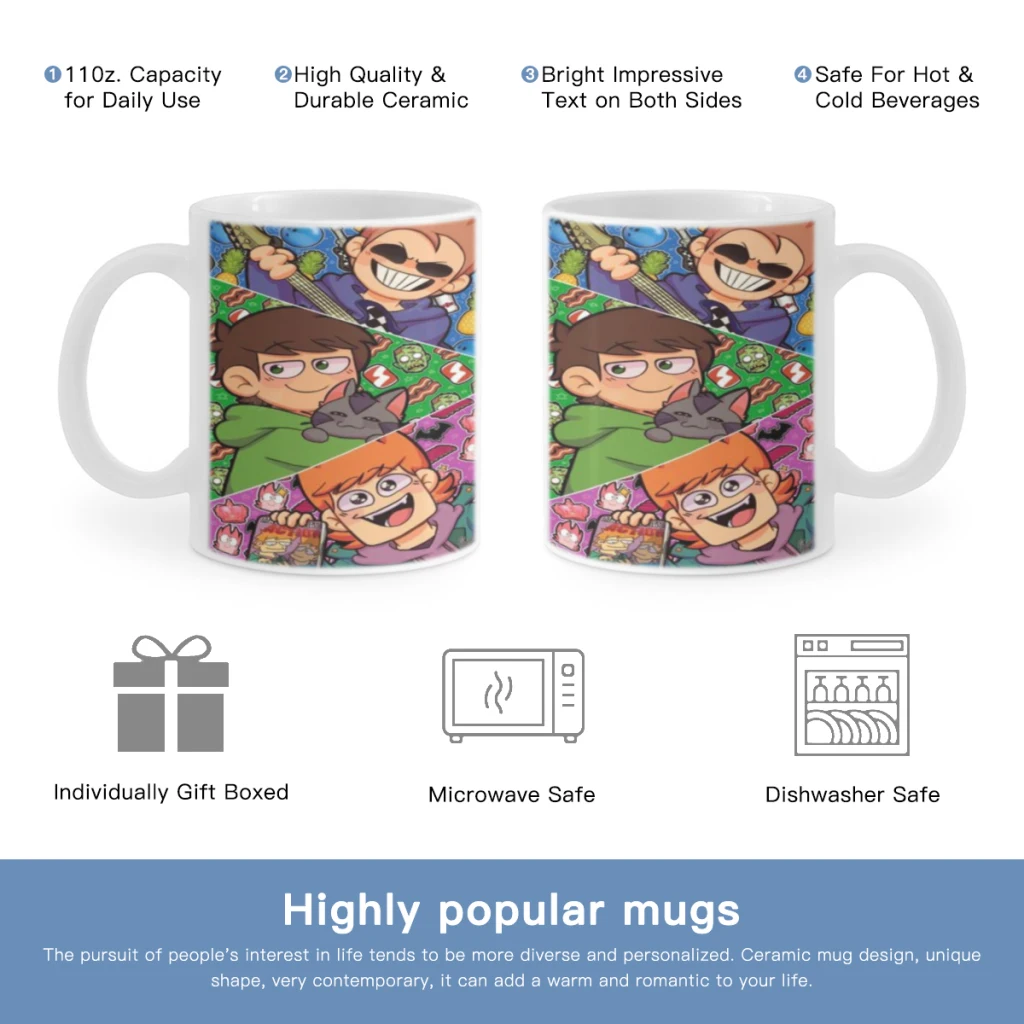 

Cartoon Cute Eddsworld Anime Free shipping Ceramic Cup Coffee Oatmeal Breakfast Cup Creative Personality Mug