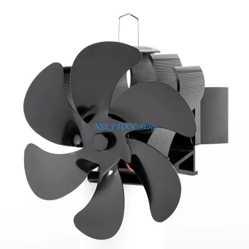 L8RC مروحة موقد تعمل بالطاقة الحرارية ذات 6 شفرات لتدفق هواء أكبر صديق للبيئة