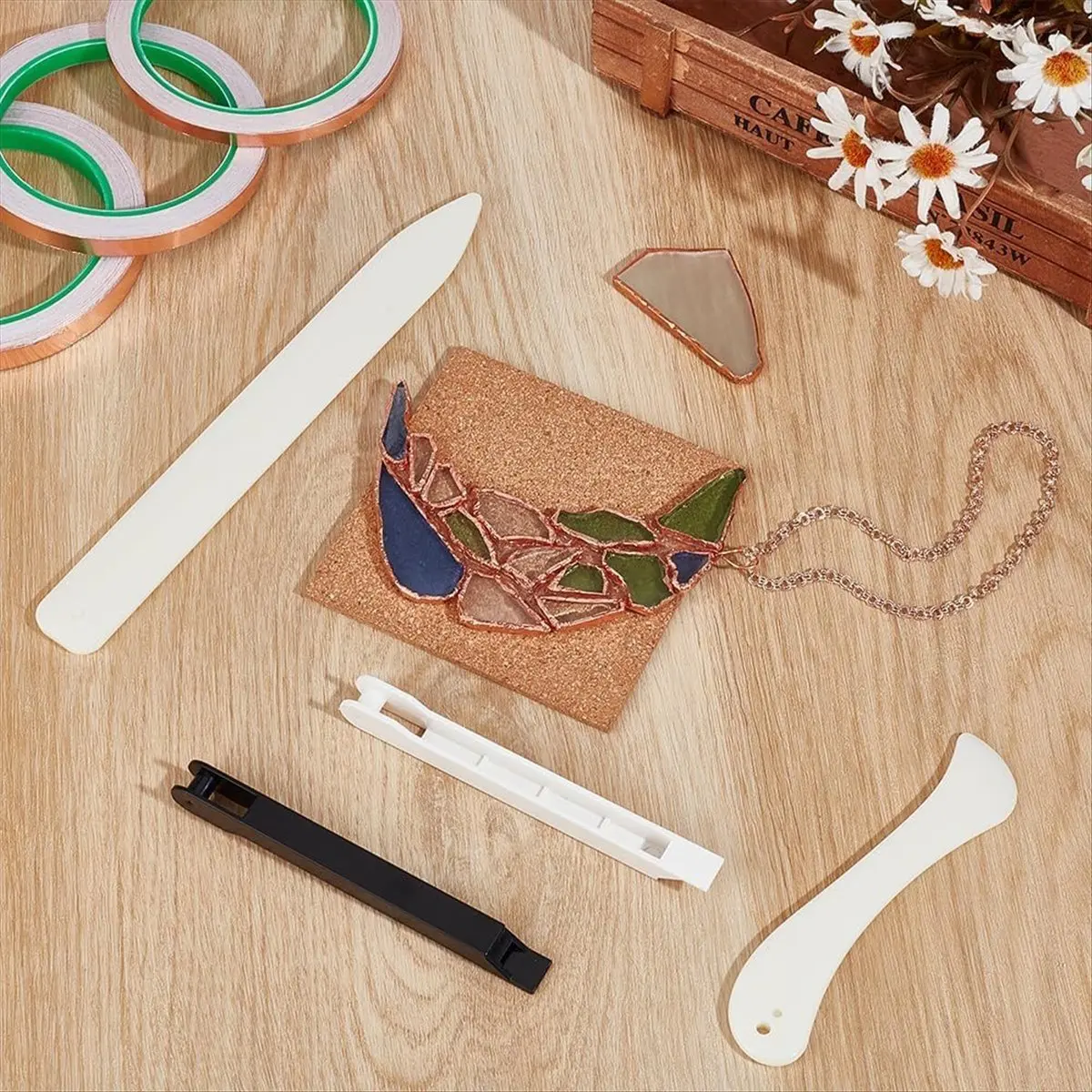 

4 шт., ручной фойлер из медной фольги, 7/32 дюйма, инструмент для стеклянной медной фольги, пластиковый витраж, полировщик, инструмент для папки с костями