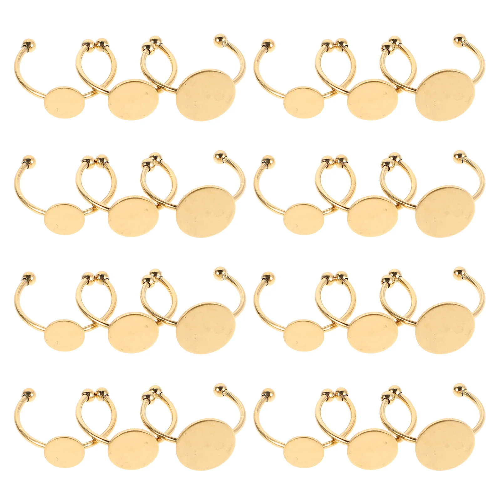 

30pcs Flat Ring Base Blanks Metal Round Finger Ring Trays Cabochon Bezels For Diy Jewelry Making Kit Durable Stainless Steel