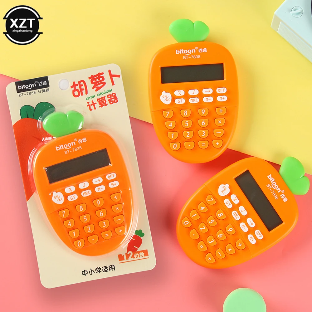 Pocket Calculator Carrot Cute Shape Mini Portable Student Assisted Learning Calculator Office Gift Display