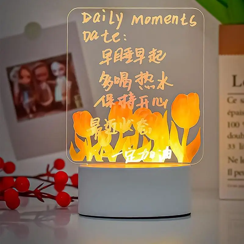 Note Board LED Light Dry Erase Acrylic Message Board Messages Reminders Doodles Board For Offices Porch Living Room Study