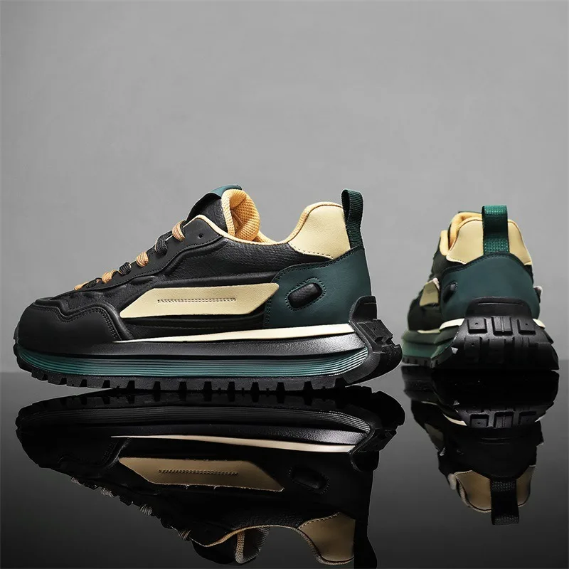 Color Blocking Platform Sneaker For Lace Up Rugged Serrated Outsole Fashion Street Commute Student Outdoor Daily Casual Footwear