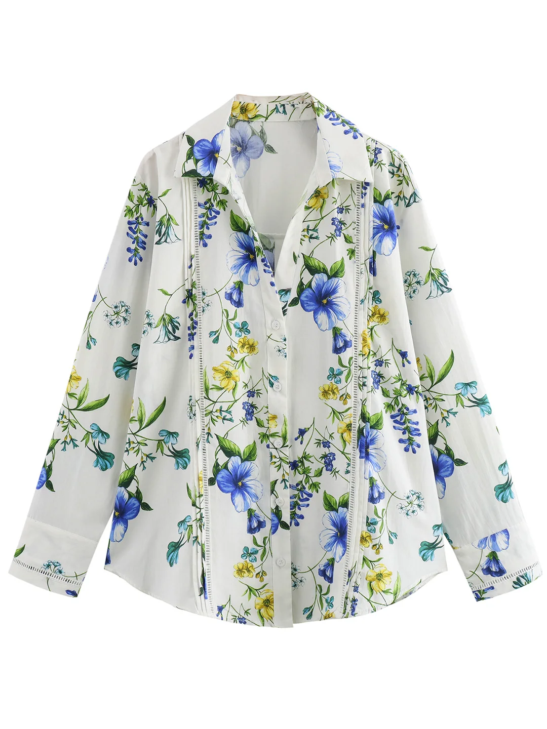 

Модные рубашки и блузки 2024 с кружевной отделкой, элегантная винтажная рубашка с цветочным принтом, женский весенне-осенний топ с длинным рукавом, рубашка на пуговицах