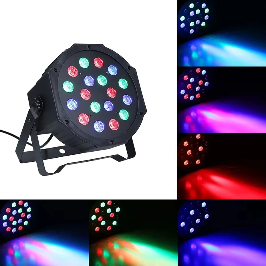 

DMX 512 Stage Par Light 18 LED RGB DJ Disco Lamp Sound Activated EU US Plug for Birthday Party Holiday Club Show KTV Decoration