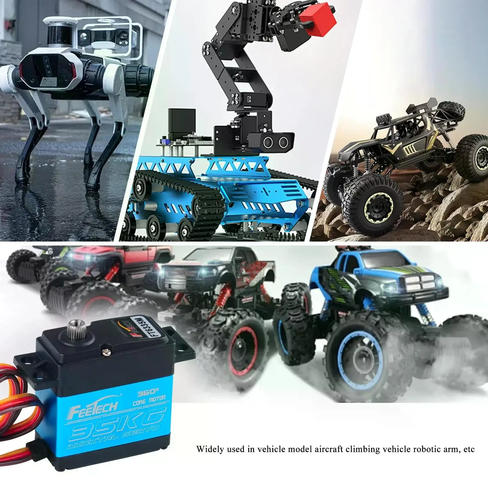 

Цифровой сервопривод 35 кг FT6335M с металлическим рычагом, мотор с сильным магнитным сердечником, вращение на 360 градусов, запчасти для сервоприводов для моделей внедорожников и самолетов