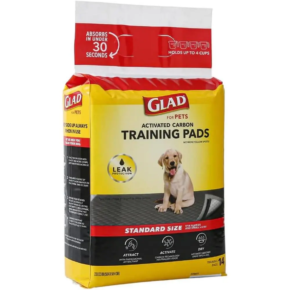 Black Charcoal Puppy Pads 23x23 Inch 6-Layer Leak-Resistant Carbon Odor Control Pheromone Attractant 14 Count