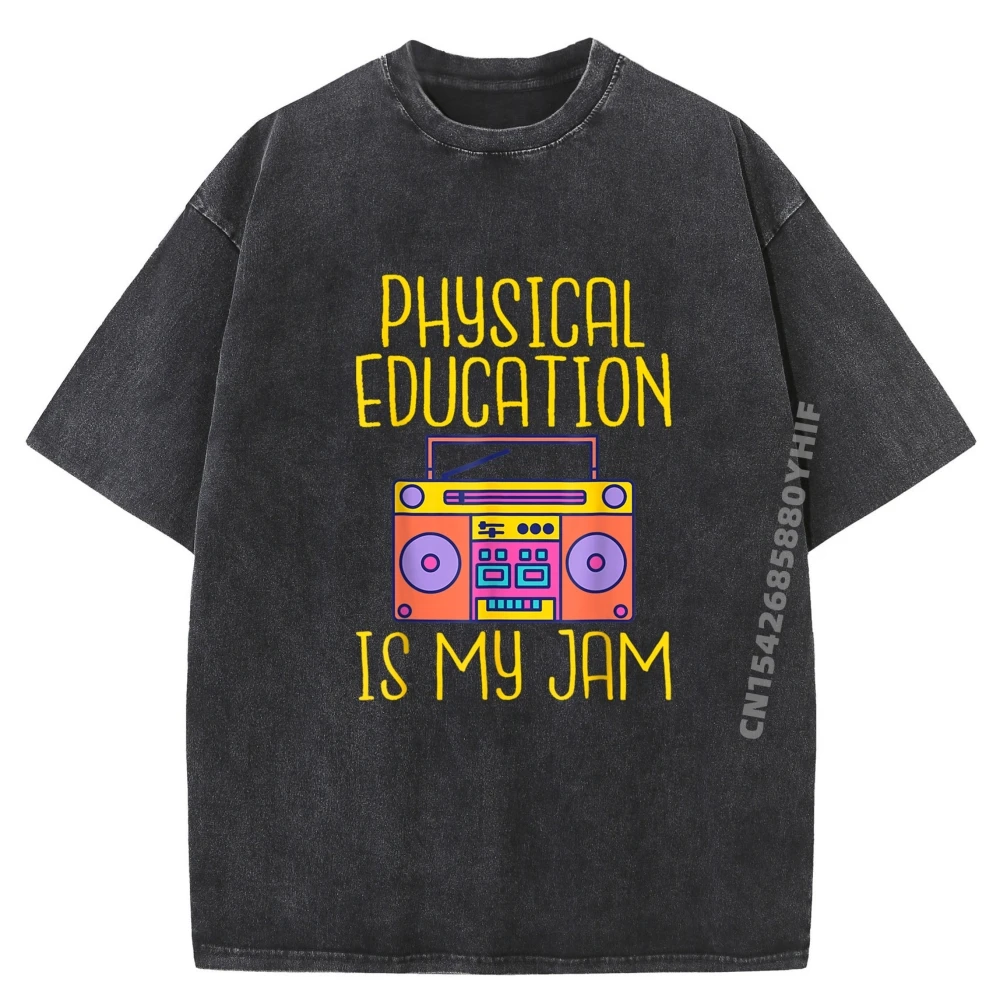

Физическое образование Is My Jam Pe Teacher Уличная одежда Футболки с натуральным принтом Мужские негабаритные потертые футболки Camisa Group