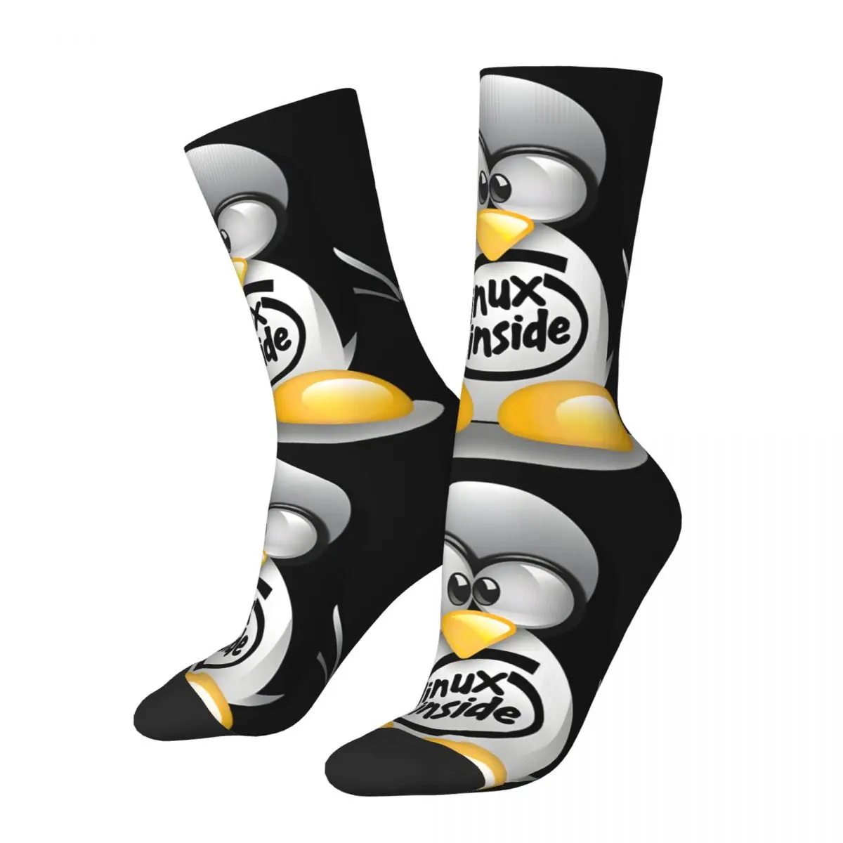 Happy kaus kaki pria kecil yang lucu Retro Harajuku l-linux Tux maskot Hip Hop pola baru kru gila kaus kaki hadiah dicetak