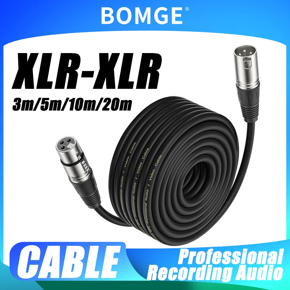 Câble audio XLR haute qualité mâle-femelle 3 broches, câble audio équilibré pour microphone, mixeur, amplificateur, longueurs 3m, 5m, 10m, 20m
