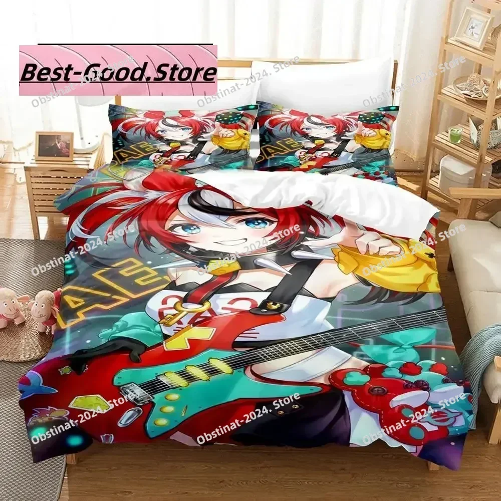 3D Print Fashion Anime Hakos Baelz Bedding Set Duvet Cover Full Queen King Size Pillowcase Bed Printed Set Aldult Kid Bedroom