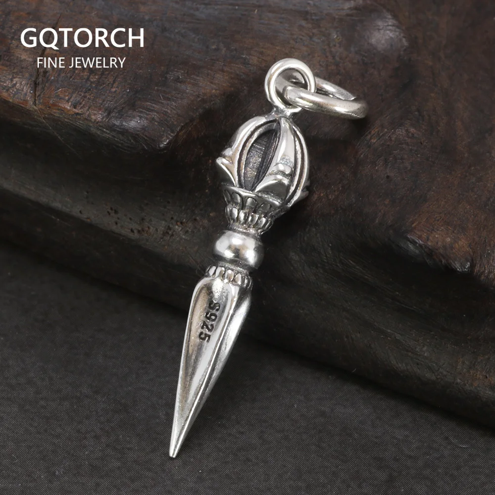 Petit pendentif Vajra en argent regardé 925 véritable pour hommes et femmes, bouddha de prière bouddhiste, bijoux