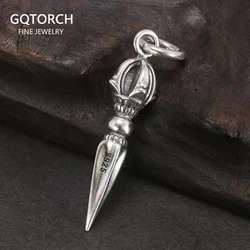 Real 925 Sterling Silver Small Vajra Pendant For Men and Women Buddhism Prayer Bouddha Jewelery