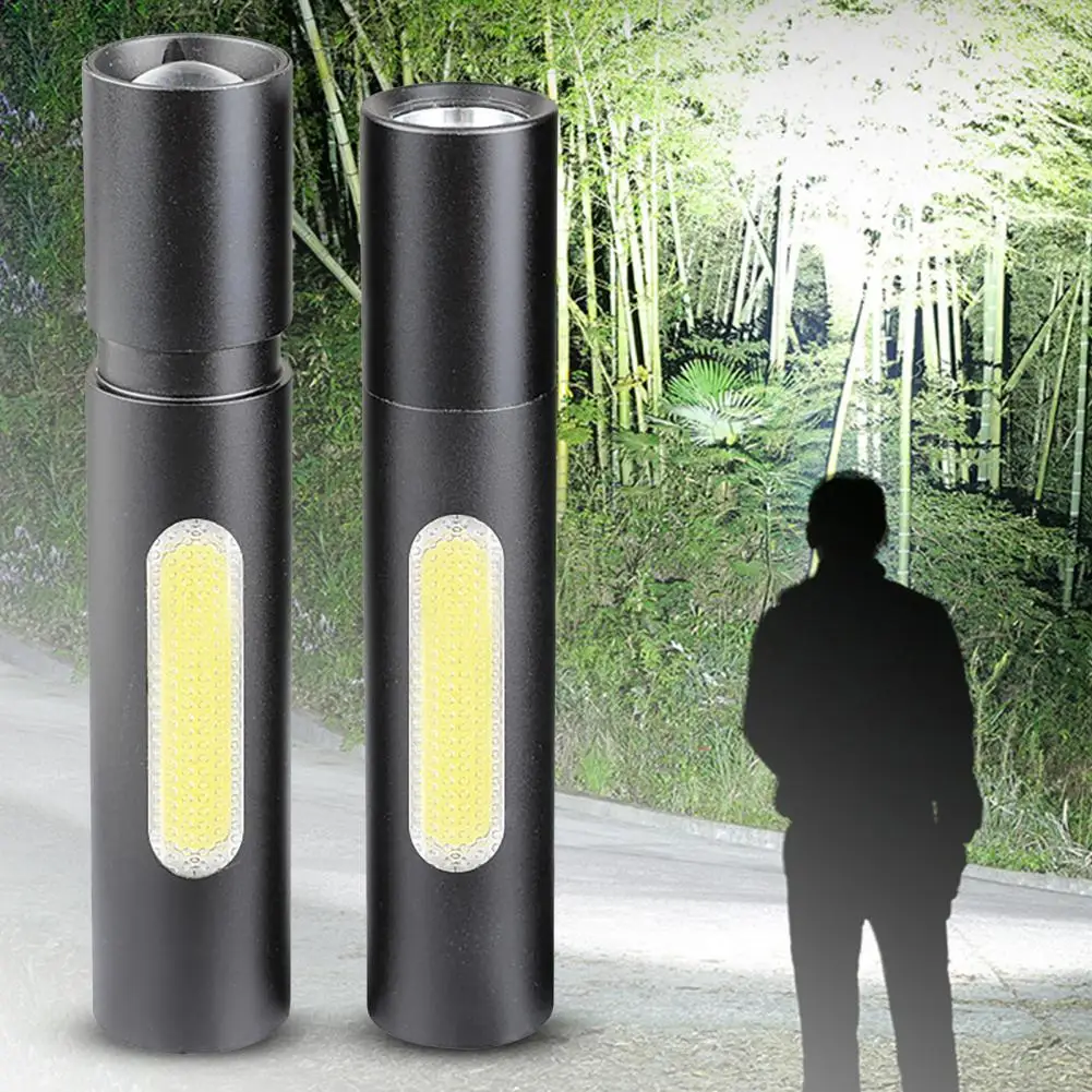 Handheld Flashlight High Brightness Long Standby Time Magnetic COB Side Light Zoom Strong Light Emergency Light for Camping