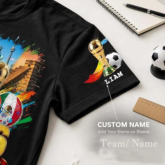 Personalisiertes Fußballtrikot mit Namen, USA Kanada Mexiko 2026 Spieltag-T-Shirt - Sommermode für Fußballfans, Individuelle Trophäe – Detail 8