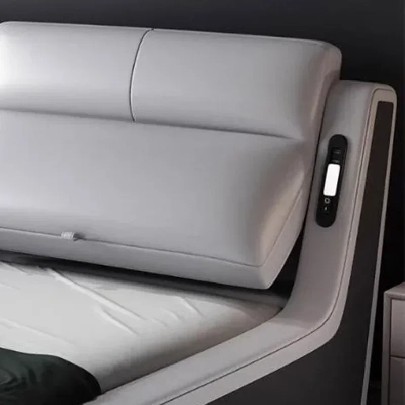 إطار سرير مريح وحديث بحجم كينغ، تخزين أنيق، سرير جلدي إيطالي، منظم مزدوج، أثاث كاما في الفناء الخلفي