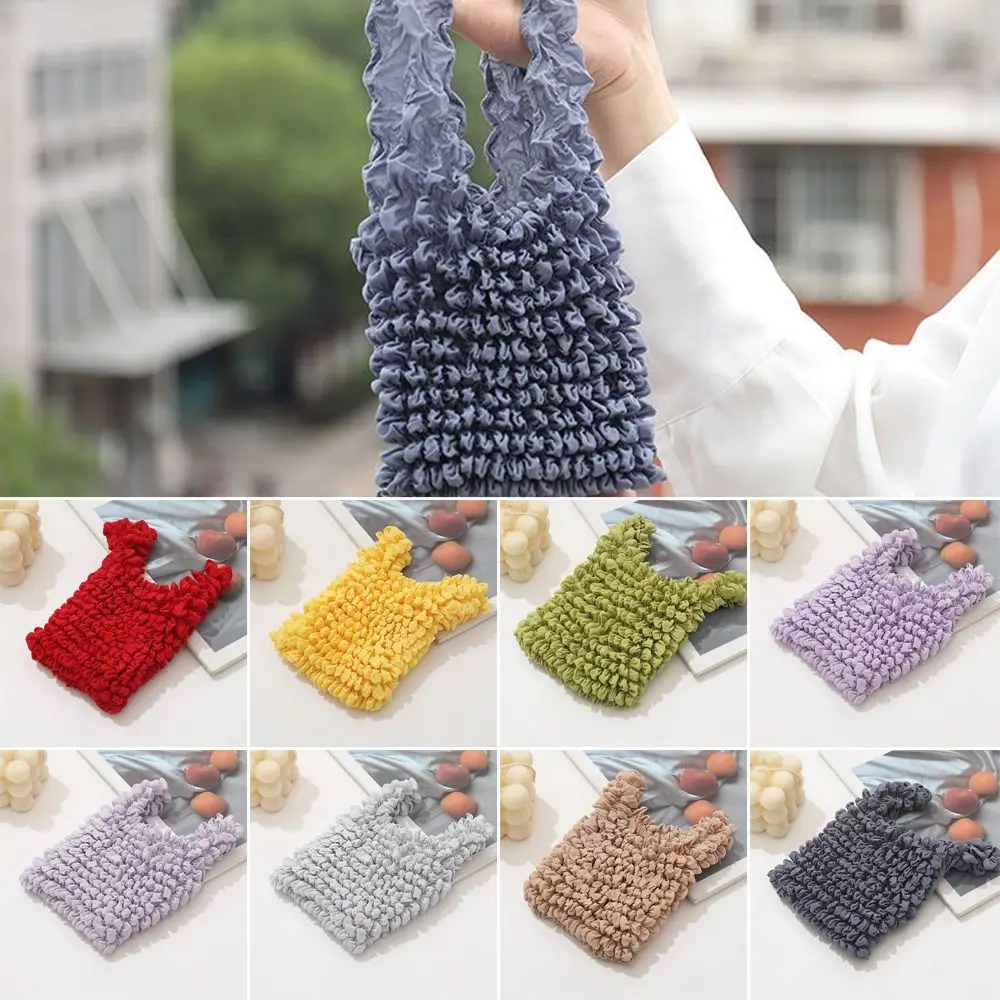 Portable Bubble Elastic Paddy Bag Large Capacity Fold Pleated Storage Bag Mini Bag Flexible Stretch Bags Shopping Bag