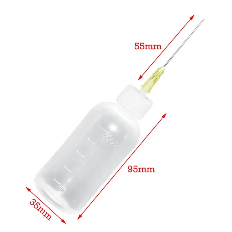 1/2Pcs 50ml Plastic Needle Dispensing Bottle Rosin Solder Flux Dropper Bottles with Long Needle DIY Craft Making Tool Accessory