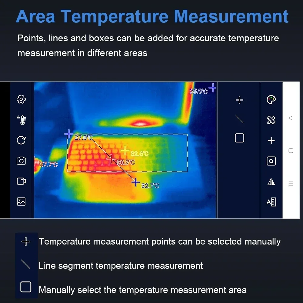 Mini kamera termowizyjna TOOLTOP T7 256*192 25 Hz Kamera termowizyjna z systemem Android typu c 15 ℃ -600 ℃   Ogrzewanie wykrywające konserwację