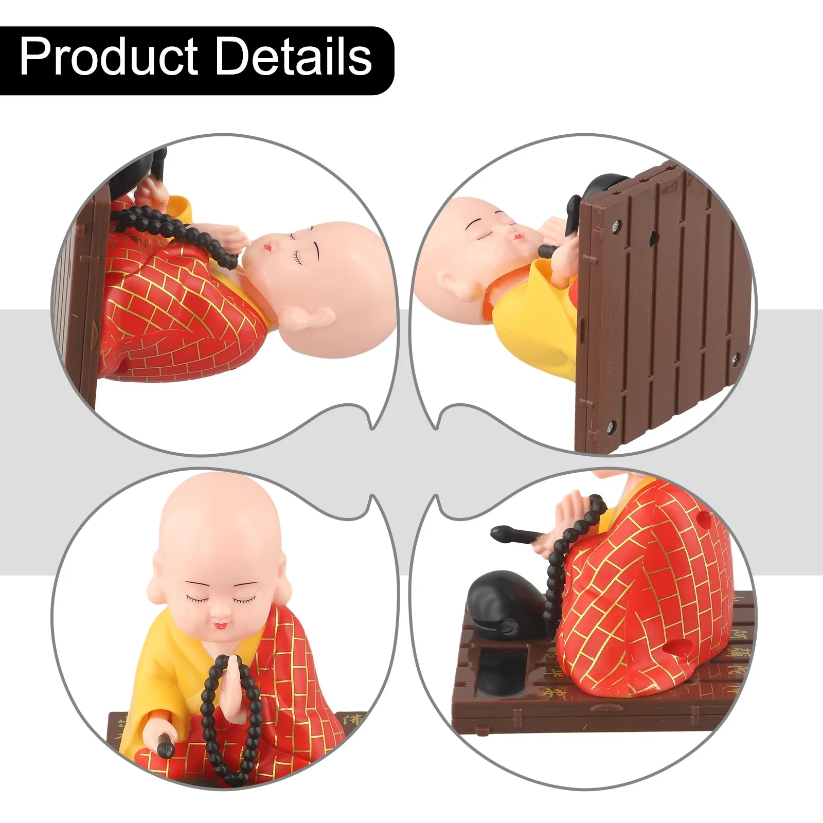 Solar Shaking Monk Car Ornament for Home and Office Decor Unique Solar Powered Decoration bringing Joy and Positivity