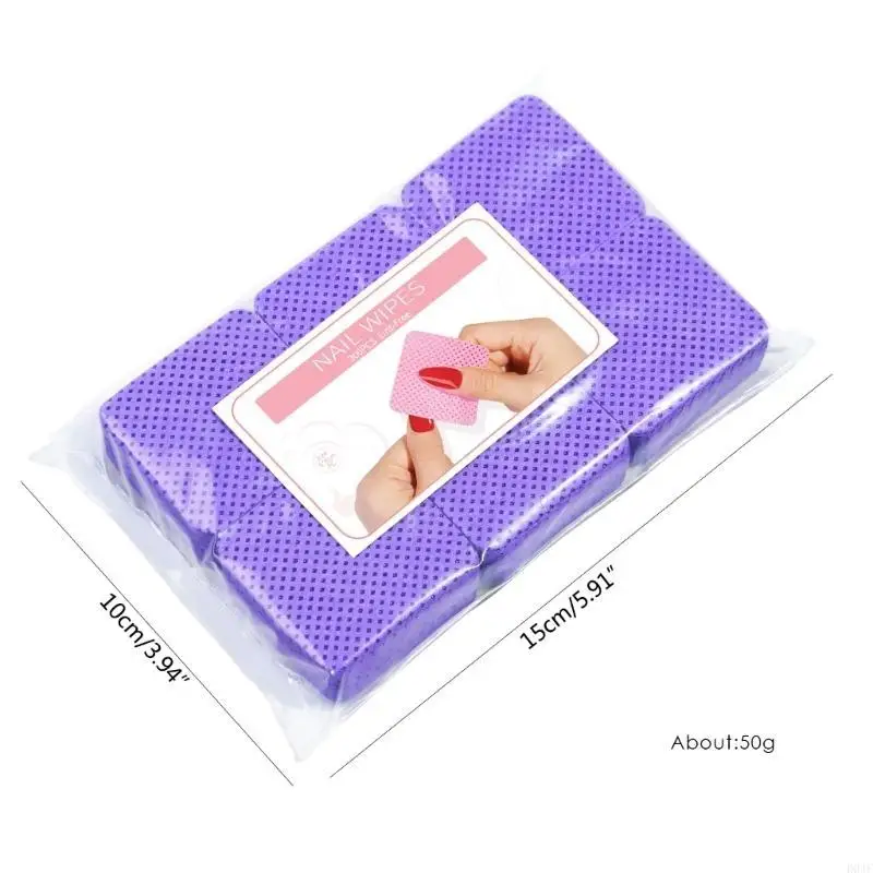300pcs อะคริลิคเจลน้ำยาล้างผ้าเช็ดทำความสะอาดเล็บแผ่นโปแลนด์เล็บเช็ดผ้าสำรึก