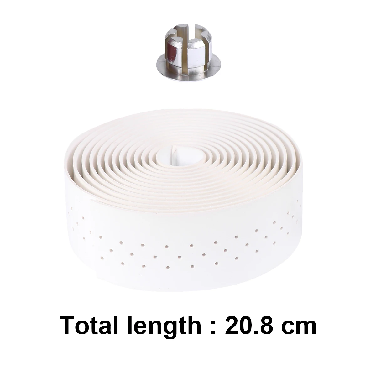 

1 set Punched Bicycle Handlebar Tape White Shock-absorbant Strips PU Bike Strap Punching Belt Adhesive Backing End Plugs