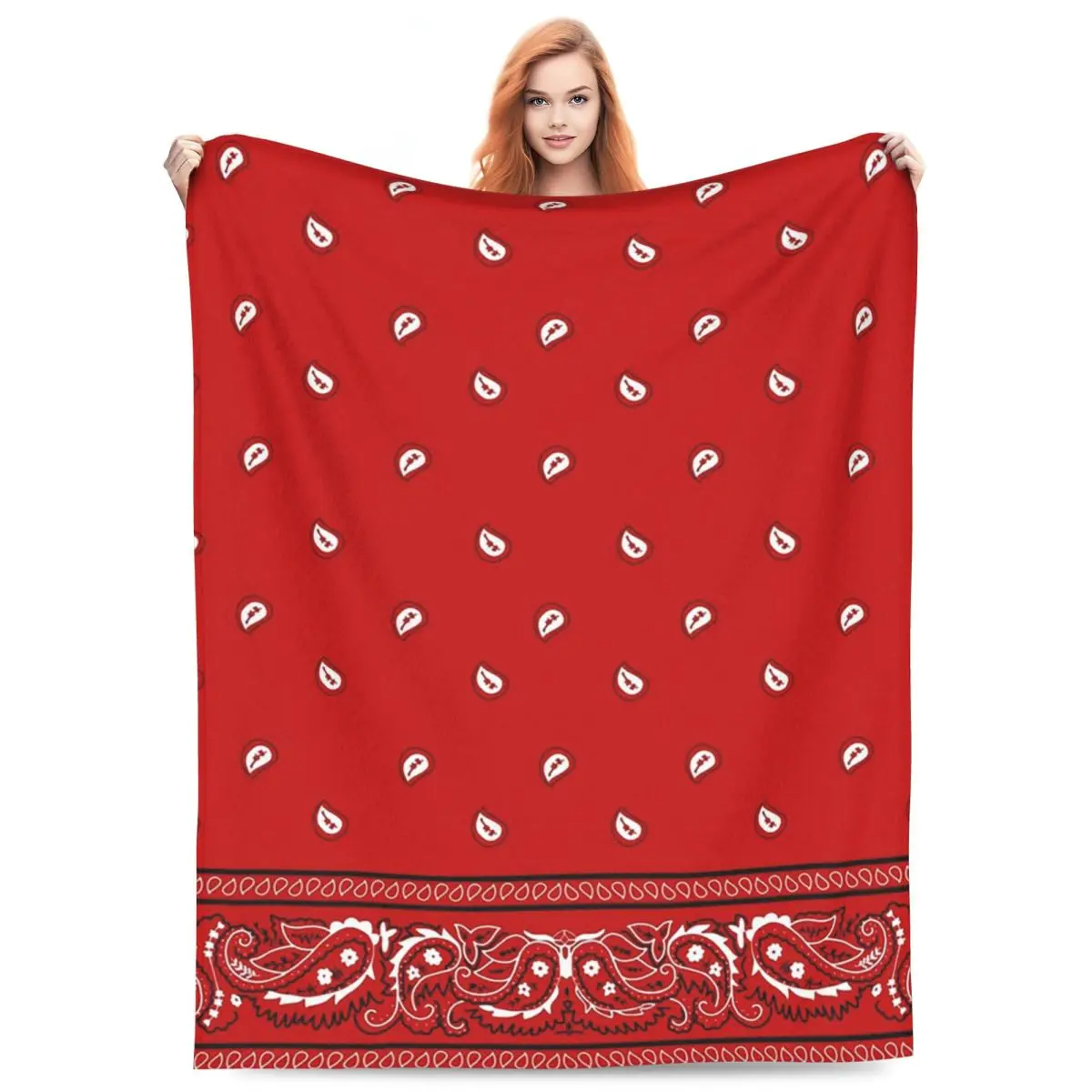 Classic Paisley Bandana Blankets Flannel Throw Blanket Multi-function Throw Blankets for Couch Bedding Outdoor Throws Bedspread