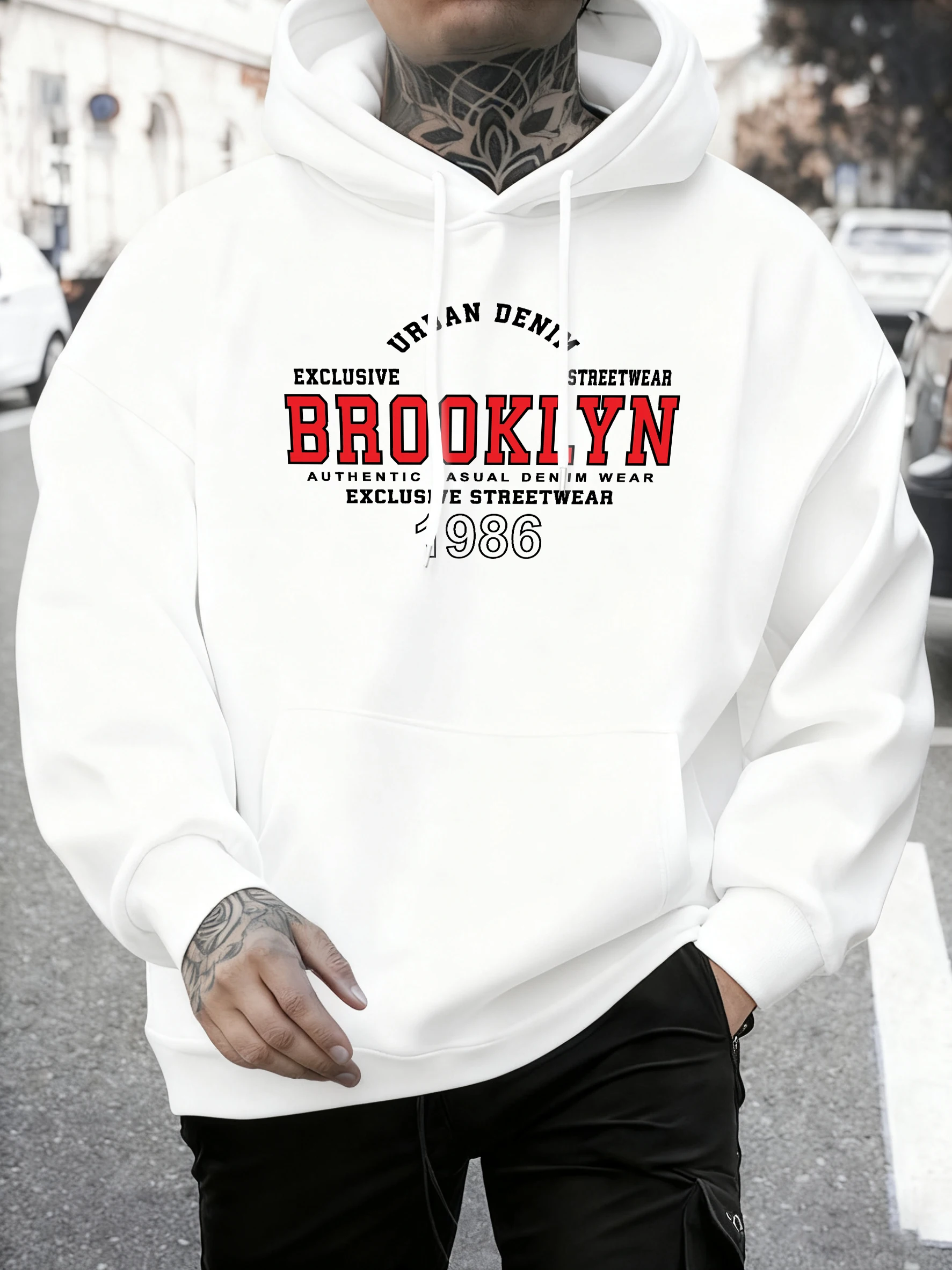 Brookly Urban Denim exclusivo ropa de calle patrón sudadera con capucha masculina otoño cuello redondo ropa deportiva Hipster jerseys Casual Vintage ropa