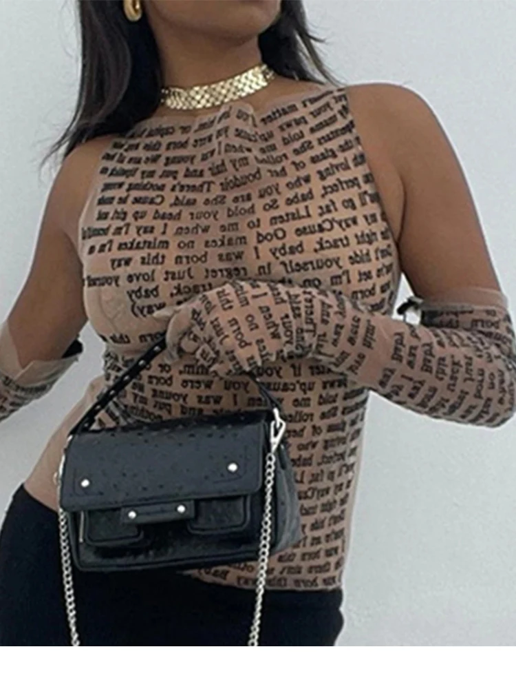 

see through letter print crop top summer y2k top women clothes long sleeve tees cropped tops camisas tshirt womans clothing