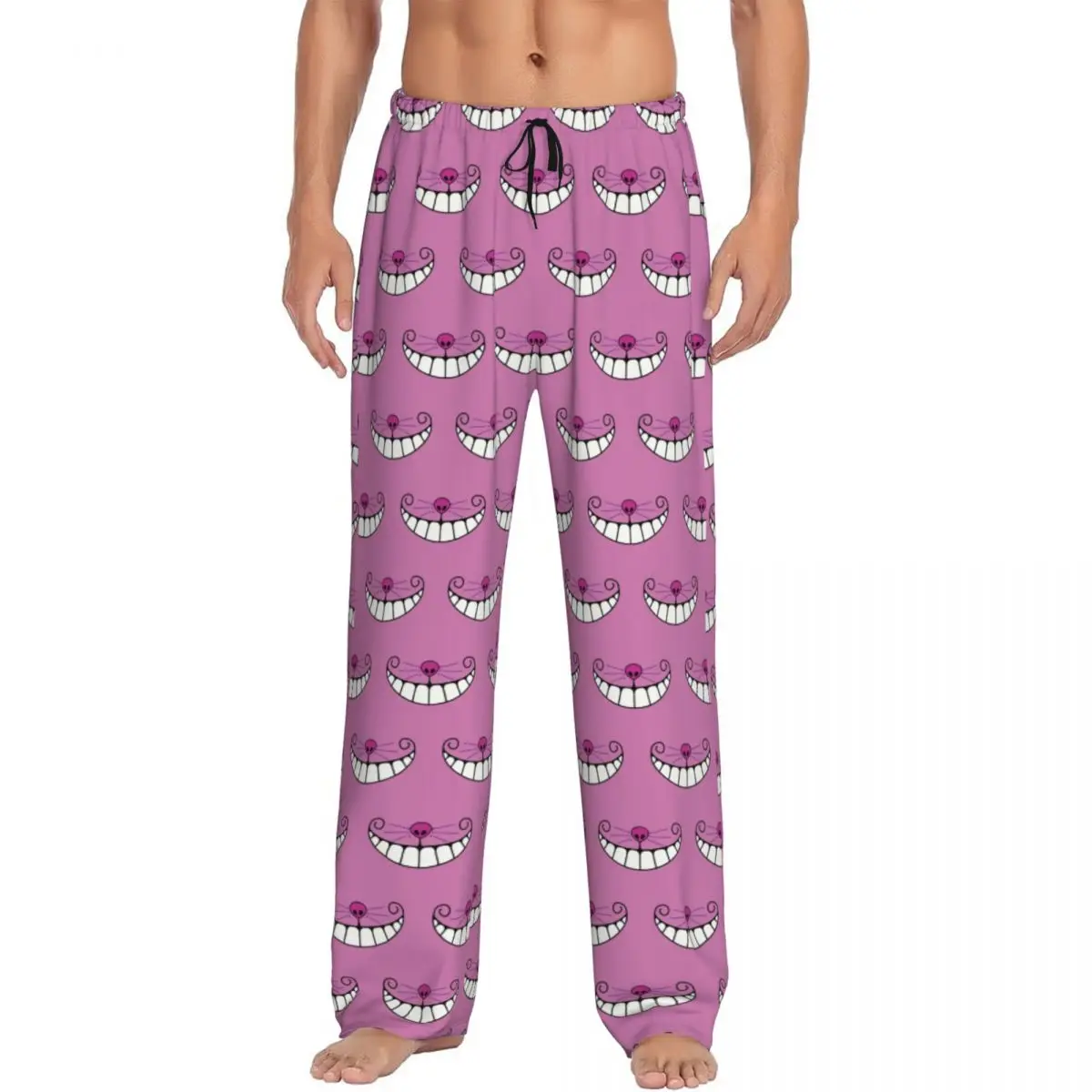 Custom Print Men's Cheshire Smile Pajama Pants Cheshire Cat Sleepwear Sleep Lounge Bottoms with Pockets