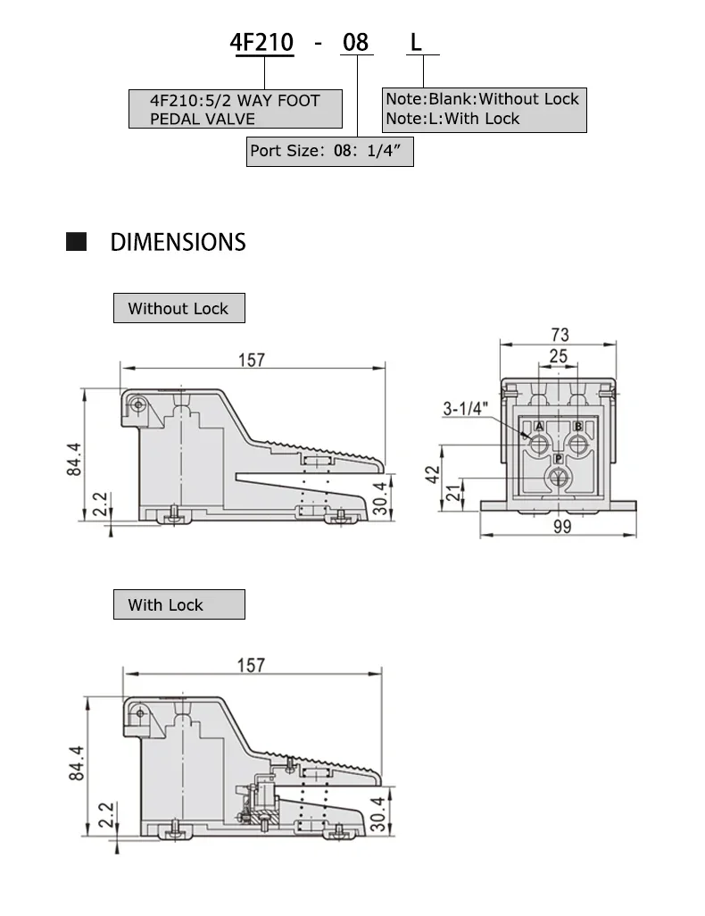 Elettrovalvola 4F210-08 2 Position 5 Way Momentary Air Tool Foot Pneumatic Pedal Valve Switch4F210-08L with Lock Pedal Valve Pneumatica — dettaglio 4
