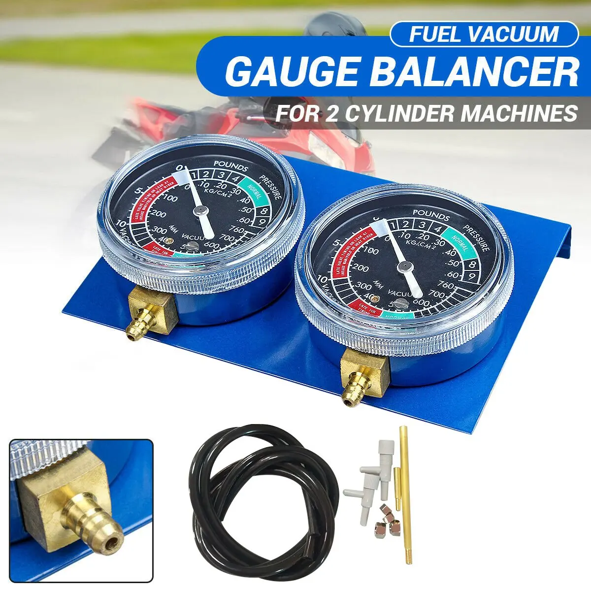 2X Motorcycle Carburetor Carb Vacuum Gauge Balancer Synchronizer Tool + Hose