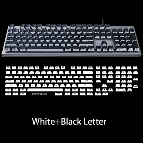 Inga graverade tomma tangentklistermärken, anpassade mekaniska gamertangentbord, sidograverad klistermärke med engelsk bokstav, genomskinlig tangentkåpa 10 best sales klistermärke med tangentbord - №2