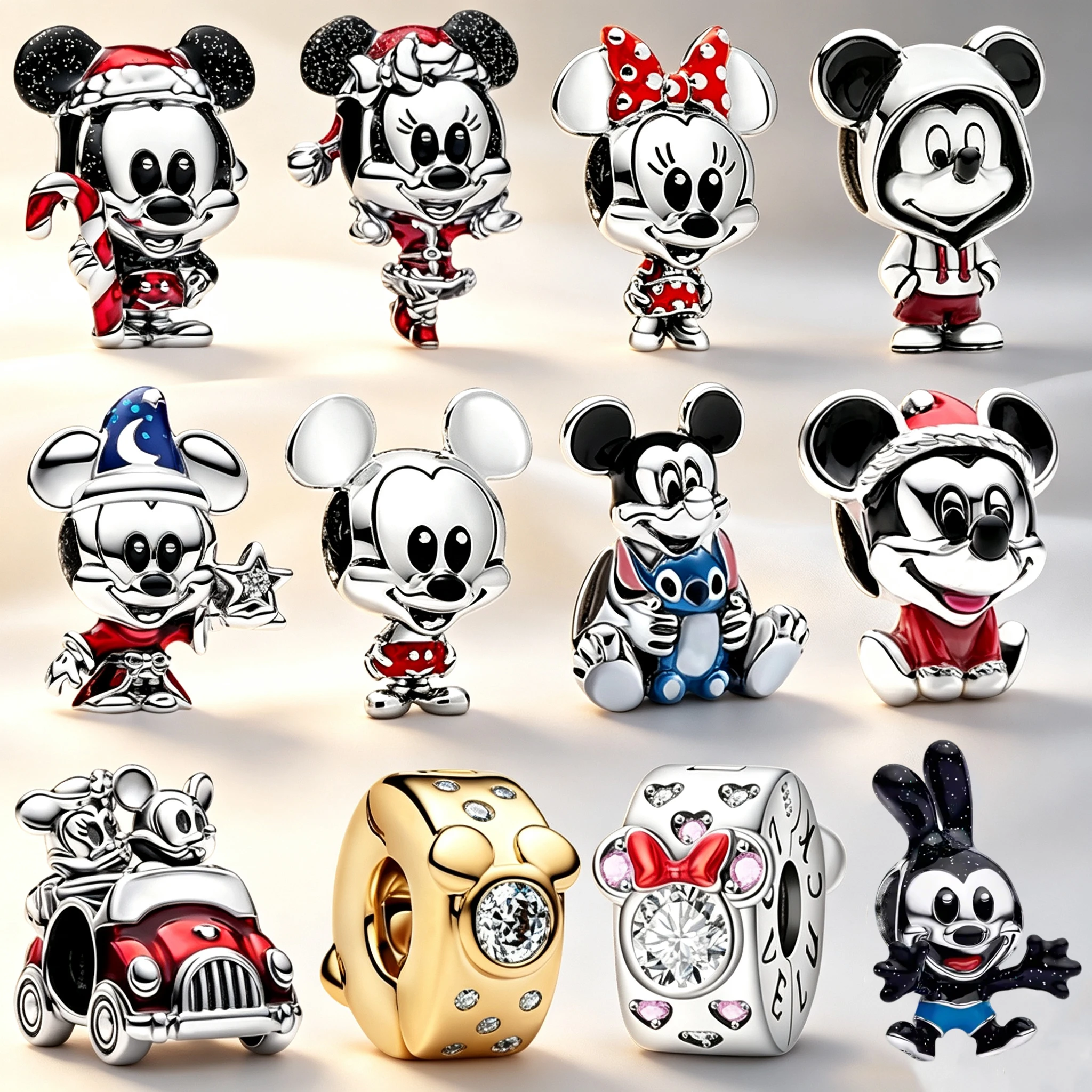 925 Silver mouse magician Pendant beads Fit Original necklace Bracelet DIY Exquisite Fashion Birthday Jewelry Gifts