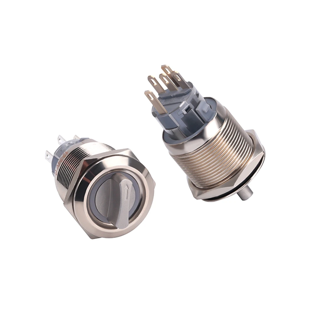 

ABILKEEN 22 мм металлический поворотный переключатель 2NO2NC ручка Roatry переключатель 2/3 положения фиксирующий переключатель мощности со светодиодным кольцом