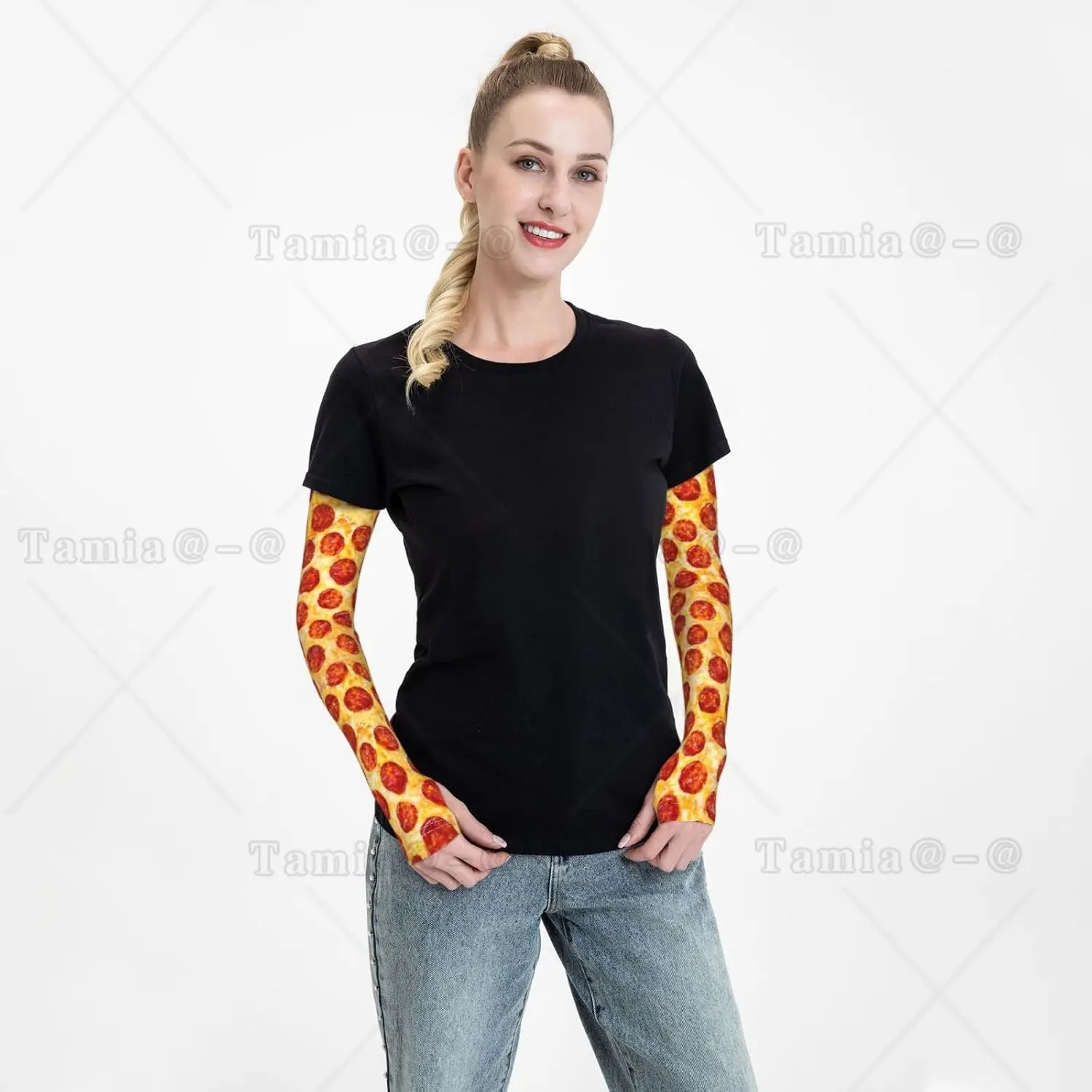 Pepperoni Pizza Cooling Arm Sleeves Cover Summer Sun Protection Arm Sleeves for Men Women Baseball Cycling Golf Running
