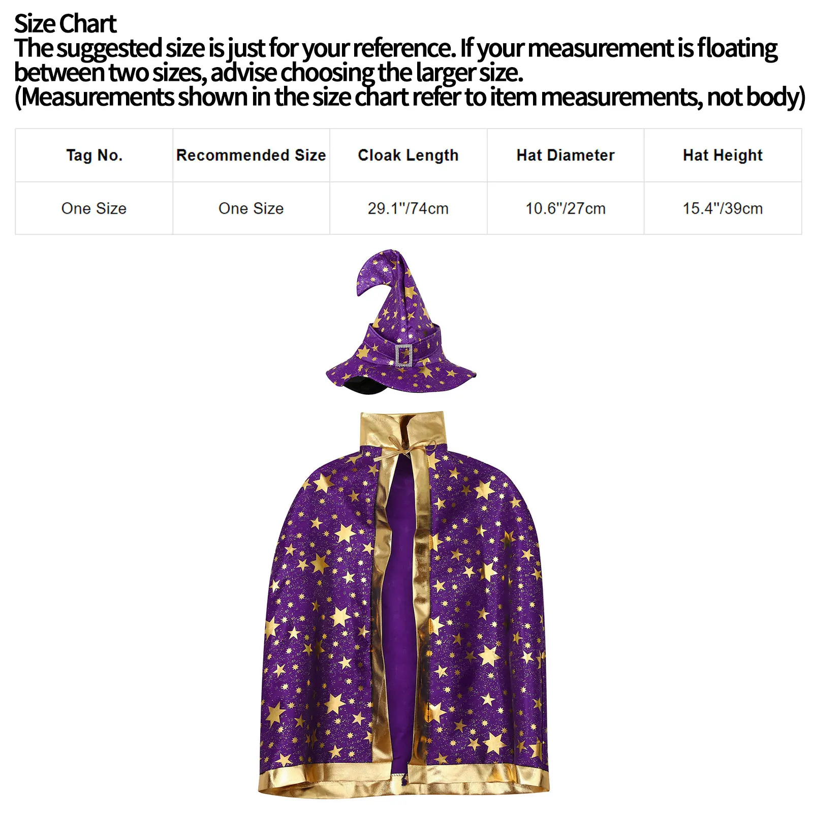 Kids Boys Girls Halloween Theme Party Witch Wizard Cosplay Performance Costume Prop Shiny Star Print Lace-Up Cloak Cape with Hat