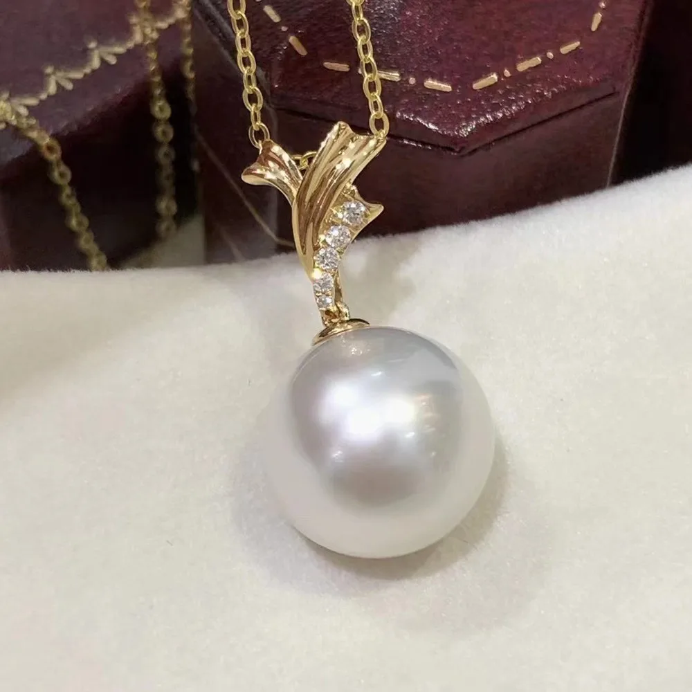 

DIY Pearl Accessories S925 Sterling Silver Pendant with Empty Support Gold Silver Necklace Pendant Fit10-13mm Round Beads D116