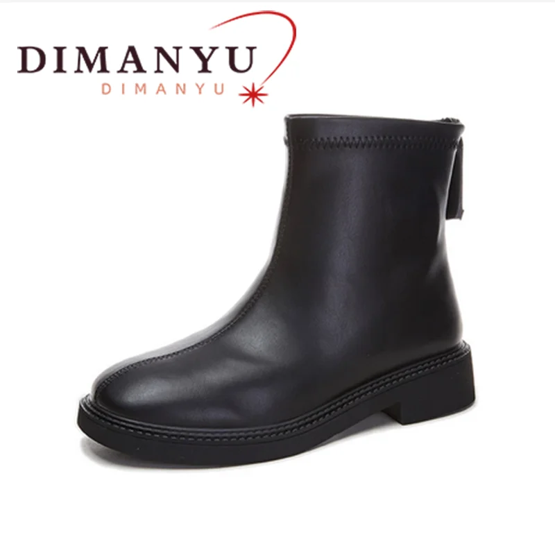 

DIMANYU Women's Matton Boots Anti slip 2024 New Thick Heel Zipper Women's Ankle Boots British Style Women's Fashion Boots