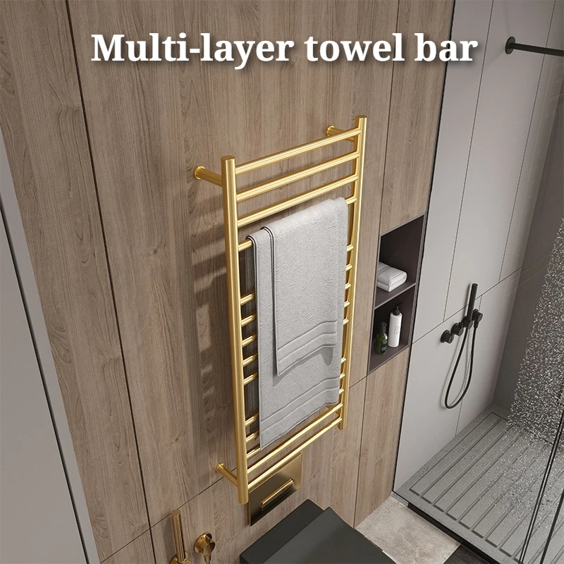 Electric Towel Rack Stainless Steel Toilet Bathroom Waterproof Multi-layer Heated Towel Bar Shelf Storage Bathroom Accessories