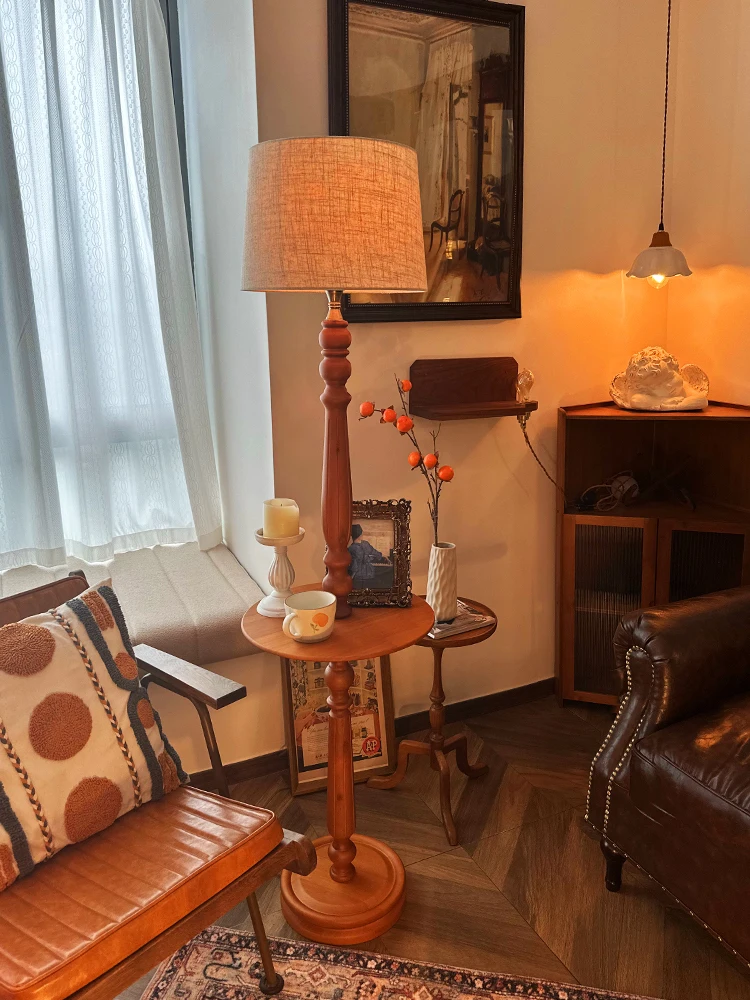 American country retro sofa living room bedroom study round table storage vertical solid wood floor lamp