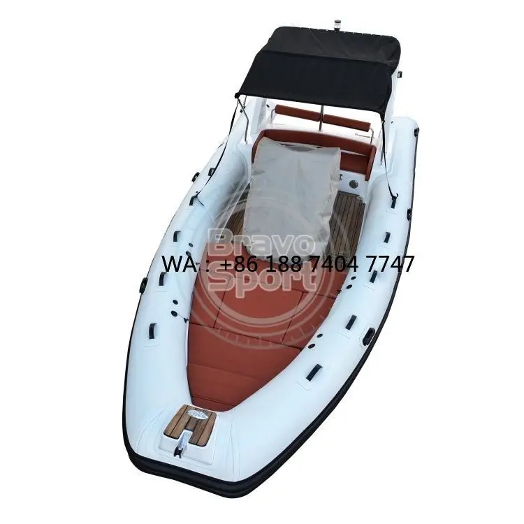 Waterproof Canopy Leisure Yacht 22ft 680 Hypalon Fiberglass Hull Inflatable Rib Boat with Comsole Cover