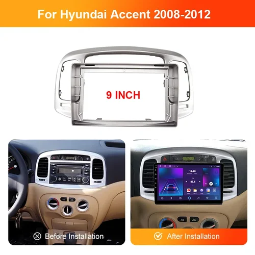 Imagen 2 del producto Fascia de Radio para coche de 9 pulgadas para Hyundai Accent 2008 2009 2010 2011, reproductor de Panel de vídeo, tablero de Audio, marco de 2 Din, Kit de montaje para tablero